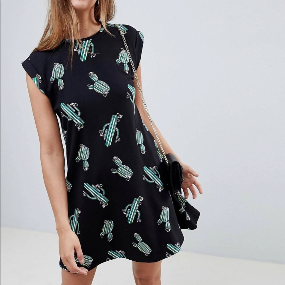 Fun Cactus Print T-Shirt Dress